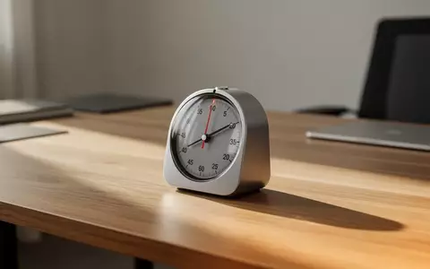 Ein mechanischer Kurzzeitwecker auf einem modernen Schreibtisch in einer hellen, professionellen Arbeitsumgebung. - Foto: über boerse-global.de