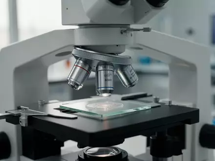 Ein optisches Mikroskop in einem sterilen, modernen Forschungslabor für biologische Studien. - Foto: über boerse-global.de