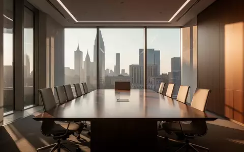 Ein minimalistisch eingerichteter Konferenzraum in einem Regierungsgebäude mit einfallendem Tageslicht. - Foto: über boerse-global.de