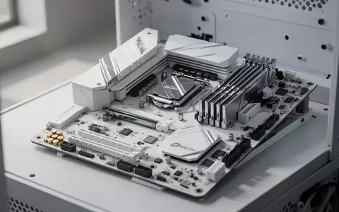 Ein weißes High-End-Mainboard mit aufwendigen Kühlkörpern und elektronischen Komponenten in einem PC-Gehäuse. - Foto: über boerse-global.de