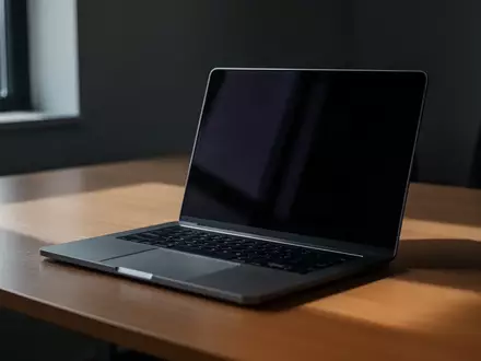 Ein dunkler Laptop auf einem Schreibtisch in einem Büro, der vor betrügerischen E-Mails und Phishing-Versuchen warnt. - Foto: über boerse-global.de
