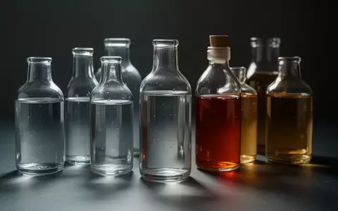 Verschiedene Glasflaschen mit Getränken auf einer dunklen, reflektierenden Oberfläche in einer minimalistischen Umgebung. - Foto: über boerse-global.de