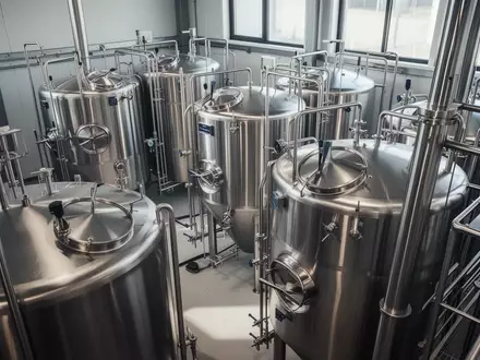 Edelstahltanks in einer modernen Brauereianlage zur industriellen Fermentation und Reststoffverwertung. - Foto: über boerse-global.de