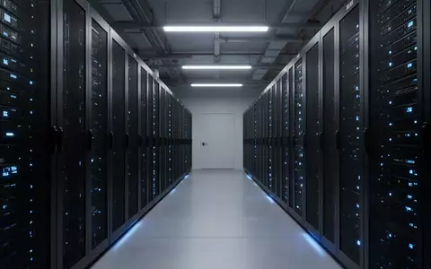 Ein modernes Serverzentrum mit schwarzen Serverschränken und dezenter blauer Beleuchtung. - Foto: über boerse-global.de