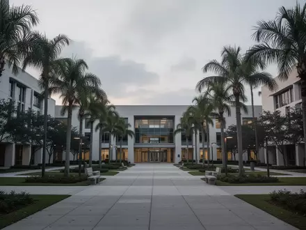 Ein leerer Universitäts-Campus in Florida bei Dämmerung, der eine ruhige und nachdenkliche Atmosphäre ausstrahlt. - Foto: über boerse-global.de
