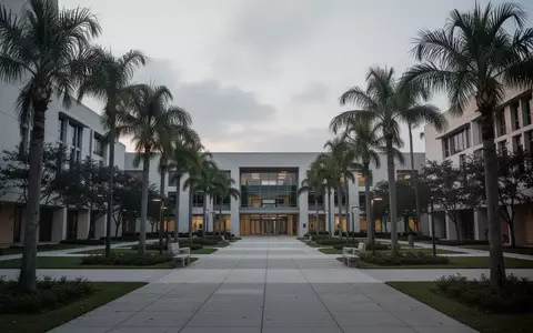 Ein leerer Universitäts-Campus in Florida bei Dämmerung, der eine ruhige und nachdenkliche Atmosphäre ausstrahlt. - Foto: über boerse-global.de