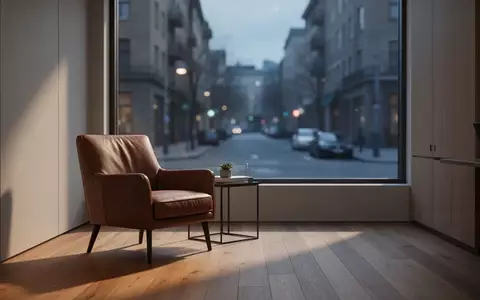 Ein ruhiger, leerer Therapieraum mit einem Sessel vor einem Fenster in der Abenddämmerung. - Foto: über boerse-global.de
