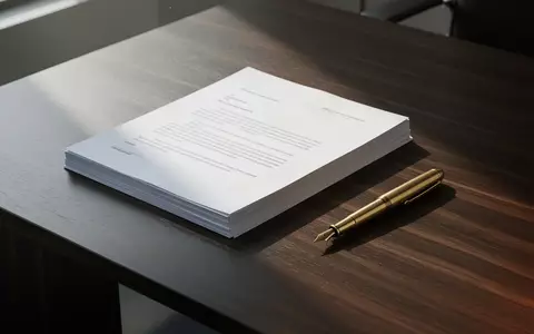 Ein minimalistischer Schreibtisch in einem Anwaltsbüro mit einem Stapel Dokumente und einem Füllfederhalter. - Foto: über boerse-global.de
