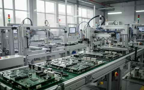 Moderne Produktionshalle eines Elektronikunternehmens mit automatisierten Fertigungsanlagen. - Foto: über boerse-global.de