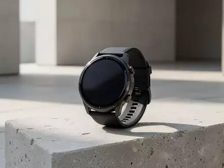 Eine hochwertige Sport-Smartwatch auf einer minimalistischen Steinoberfläche in einem hellen, modernen Raum. - Foto: über boerse-global.de