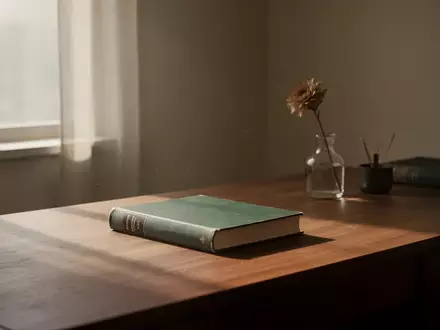 Ein geschlossenes Buch auf einem Holztisch in einem stillen, lichtdurchfluteten Arbeitszimmer. - Foto: über boerse-global.de