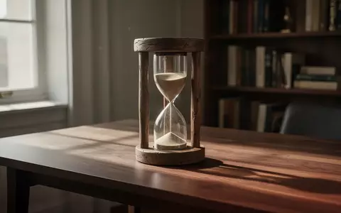 Eine Sanduhr auf einem dunklen Holztisch in einem ruhigen Arbeitszimmer, die das Verstreichen der Zeit symbolisiert. - Foto: über boerse-global.de