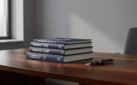 Fachliteratur zum Steuerrecht auf einem Schreibtisch in einem modernen, minimalistischen Büro bei natürlichem Licht. - Foto: über boerse-global.de
