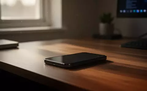 Ein Smartphone liegt auf einem Schreibtisch in einem schummrig beleuchteten Raum. - Foto: über boerse-global.de