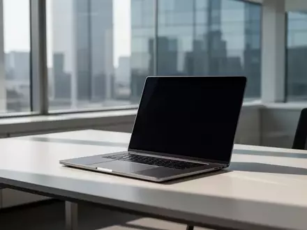 Moderner, aufgeräumter Büroarbeitsplatz mit Laptop und natürlichem Lichteinfall als Symbol für die KI-gestützte HR-Arbeit. - Foto: über boerse-global.de