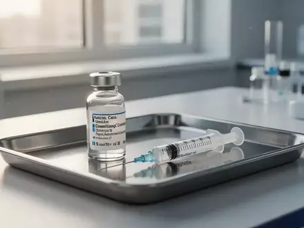 Ein steriles medizinisches Labor mit einer Impfstoffampulle und einer Spritze auf einem Tablett. - Foto: über boerse-global.de