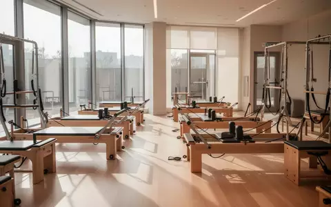 Minimalistisch gestalteter Fitnessraum mit professionellen Pilates-Geräten in einer hellen, modernen Trainingsumgebung. - Foto: über boerse-global.de