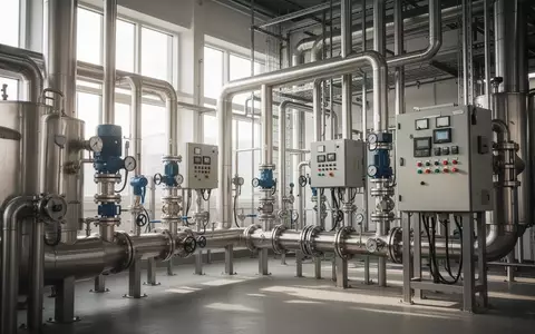 Moderne Industrieanlage mit Edelstahlrohren und technischer Infrastruktur in einer Produktionshalle. - Foto: über boerse-global.de