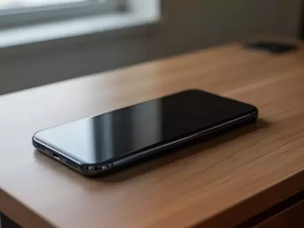 Ein Smartphone mit ausgeschaltetem Display liegt auf einem minimalistischen Holztisch bei natürlichem Licht. - Foto: über boerse-global.de