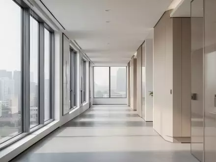 Ein minimalistischer, hell beleuchteter Büroflur mit großen Fenstern und neutraler Architektur. - Foto: über boerse-global.de