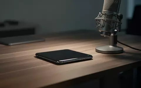 Ein modernes Smartphone und ein professionelles Mikrofon auf einem schlichten Schreibtisch in einem Büro. - Foto: über boerse-global.de