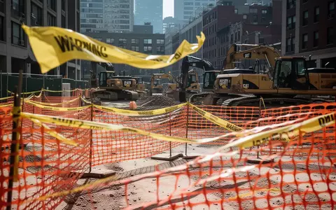 Abgesperrte Baustelle mit Bauzäunen und Absperrband in einem städtischen Umfeld als Symbol für Kampfmittelräumung. - Foto: über boerse-global.de