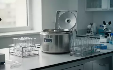 Ein steriler Labortisch mit Zentrifuge und Reagenzgläsern in einer klinischen Forschungsumgebung. - Foto: über boerse-global.de