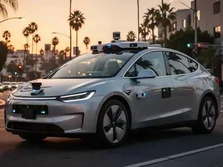 Ein modernes, autonomes Robotaxi der sechsten Generation steht auf einer Straße in Los Angeles. - Foto: über boerse-global.de