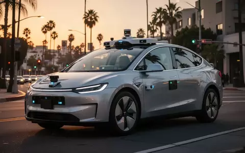 Ein modernes, autonomes Robotaxi der sechsten Generation steht auf einer Straße in Los Angeles. - Foto: über boerse-global.de