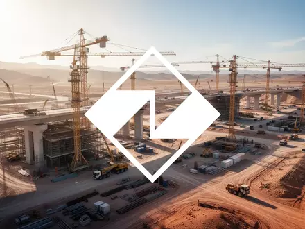 Moderne Großbaustelle für Infrastrukturprojekte in einer sonnigen, weitläufigen Landschaft als Symbol für Bauinvestitionen. - Foto: über boerse-global.de