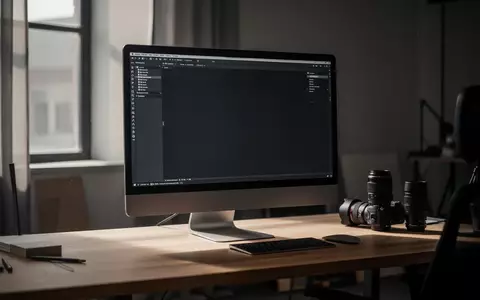Ein moderner, aufgeräumter Arbeitsplatz mit einem dunklen Monitor in einem professionellen Designstudio. - Foto: über boerse-global.de