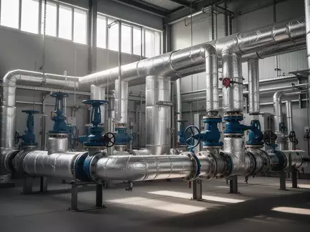 Moderne Fernwärme-Infrastruktur mit isolierten Rohrleitungen und Ventilen in einer technischen Anlage. - Foto: über boerse-global.de