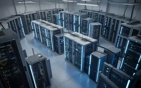 Moderne Serverinfrastruktur in einem Rechenzentrum mit blau leuchtenden LED-Anzeigen. - Foto: über boerse-global.de