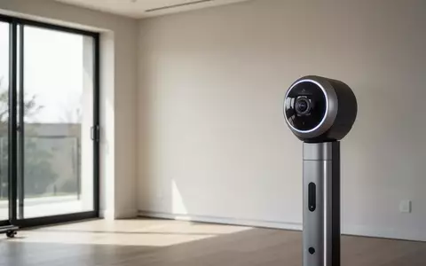 Modernes, minimalistisches Fitnessstudio zu Hause mit einem hochmodernen Bewegungssensor-Kamerasystem an der Wand. - Foto: über boerse-global.de