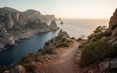 Ein malerischer Wanderweg entlang einer felsigen Küste mit Blick auf das tiefblaue Meer bei Sonnenuntergang. - Foto: über boerse-global.de