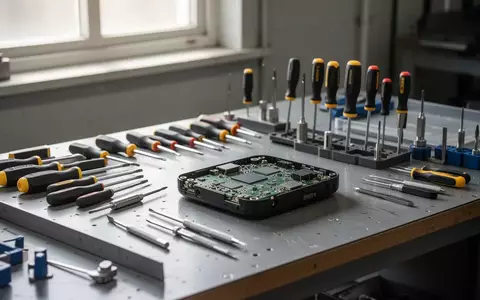 Werkbank in einer Reparaturwerkstatt mit verschiedenen Werkzeugen und zerlegten elektronischen Bauteilen. - Foto: über boerse-global.de
