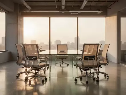 Leerer, moderner Konferenzraum mit minimalistischer Einrichtung und natürlichem Lichteinfall. - Foto: über boerse-global.de
