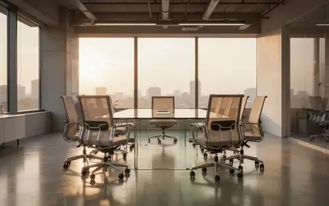 Leerer, moderner Konferenzraum mit minimalistischer Einrichtung und natürlichem Lichteinfall. - Foto: über boerse-global.de