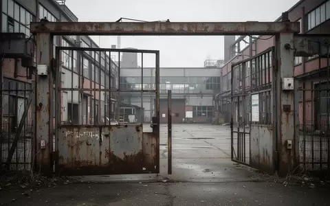 Verlassenes Fabriktor einer geschlossenen Konservenfabrik mit leerem Betriebshof bei bewölktem Himmel. - Foto: über boerse-global.de