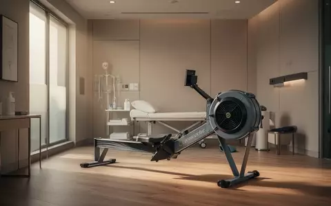 Ein minimalistischer Raum mit einem Rudergerät in einer modernen Sportanlage bei natürlichem Morgenlicht. - Foto: über boerse-global.de