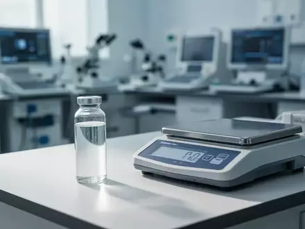 Medizinisches Labor mit einer Glasampulle und Diagnosegeräten in einer sterilen, hellen Umgebung. - Foto: über boerse-global.de