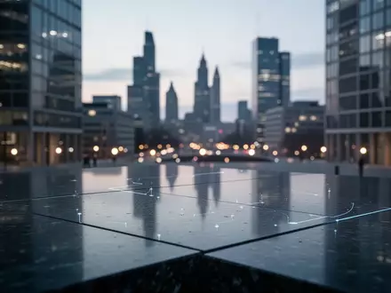 Moderne urbane Finanzarchitektur bei Dämmerung, die Stabilität und europäische digitale Infrastruktur symbolisiert. - Foto: über boerse-global.de