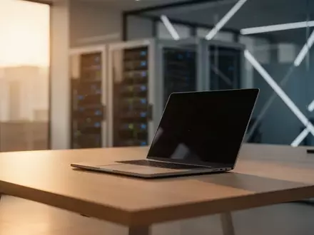 Ein moderner, minimalistischer Arbeitsplatz mit einem Laptop in einem Büro in Abuja, der technologische Innovation symbolisiert. - Foto: über boerse-global.de