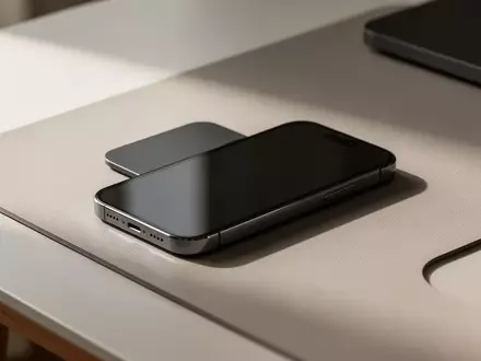Ein minimalistisches Smartphone auf einer sauberen Schreibtischoberfläche bei natürlichem Licht. - Foto: über boerse-global.de