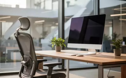 Ein minimalistischer, moderner Arbeitsplatz mit einem ausgeschalteten Computerbildschirm in einem hellen, ruhigen Büro. - Foto: über boerse-global.de