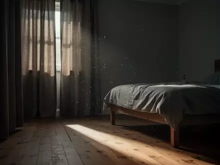 Ein ruhig und abgedunkelt wirkendes Schlafzimmer bei Tageslicht, das die Atmosphäre von Isolation und Ruhe bei chronischer Erkrankung symbolisiert. - Foto: über boerse-global.de