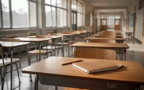 Ein leerer Klassenraum mit Holztischen und Stühlen in natürlichem Tageslicht, ohne elektronische Geräte. - Foto: über boerse-global.de