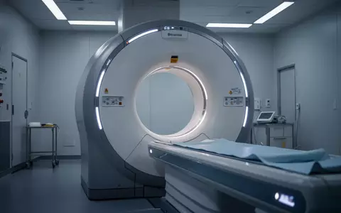 Ein moderner MRT-Scanner in einem klinischen Untersuchungsraum bei gedimmter Beleuchtung. - Foto: über boerse-global.de