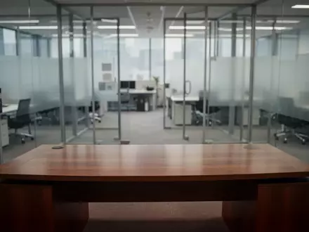 Ein leerer, moderner Schreibtisch in einem Bürogebäude vor verschwommenem Hintergrund. - Foto: über boerse-global.de