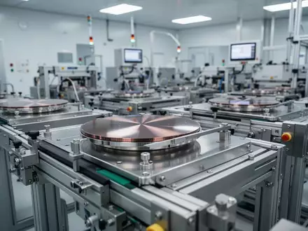 Moderne Halbleiter-Fertigungsanlage mit automatisierten Silizium-Wafer-Transportsystemen in einem Reinraum. - Foto: über boerse-global.de